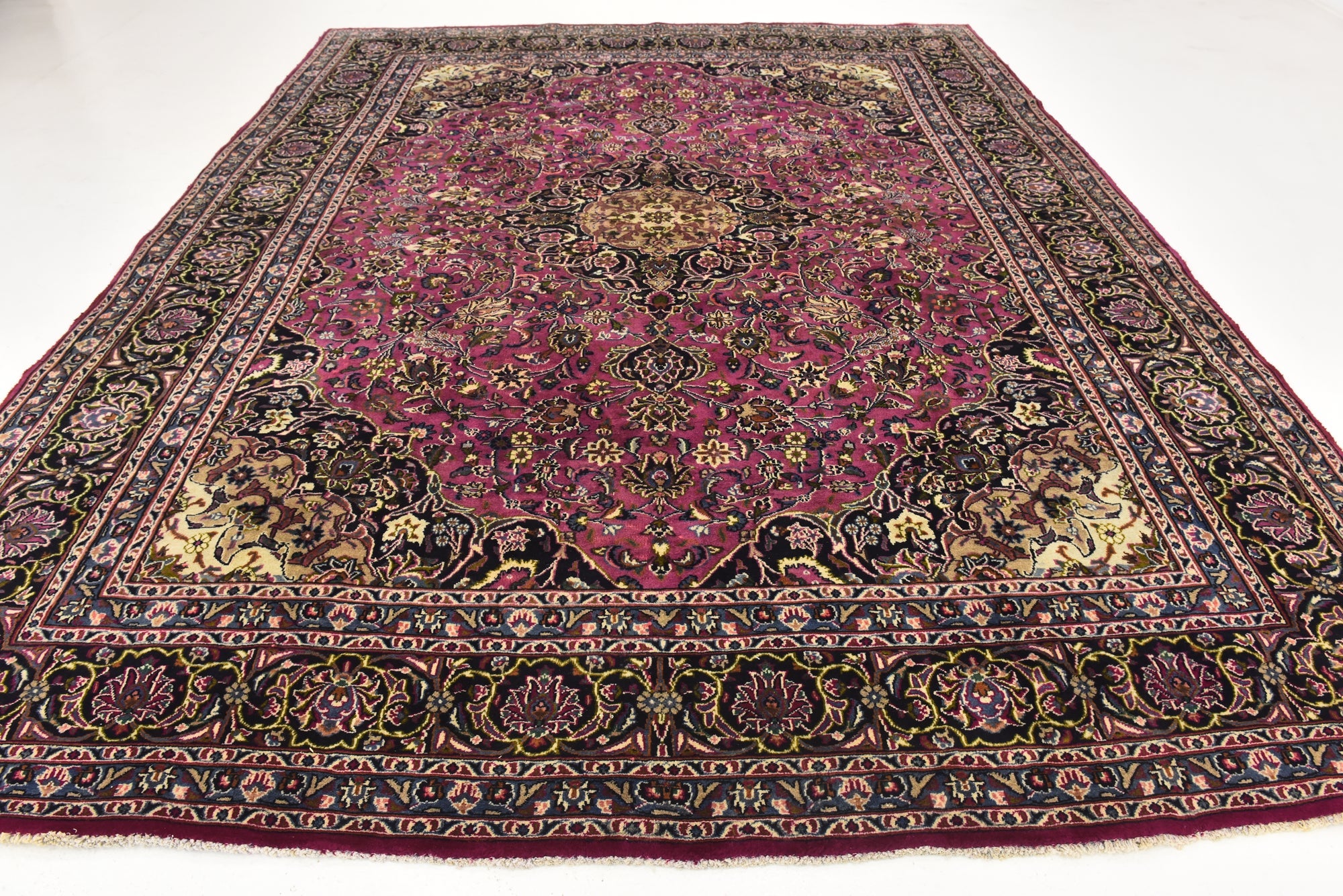 9' 10 x 12' 7 Hand Knotted Mashad Persian Wool Rug