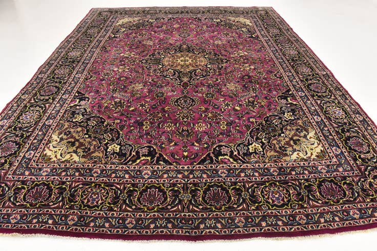 Detail image of 9' 10 x 12' 7 Hand Knotted Mashad Persian Wool Rug