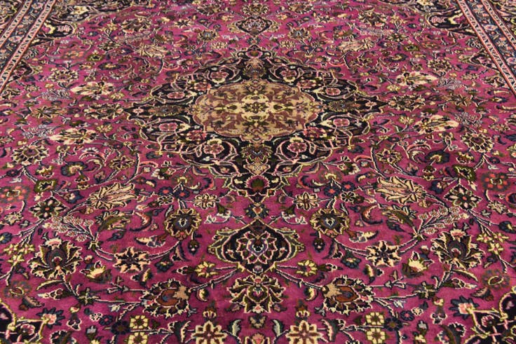 Detail image of 9' 10 x 12' 7 Hand Knotted Mashad Persian Wool Rug