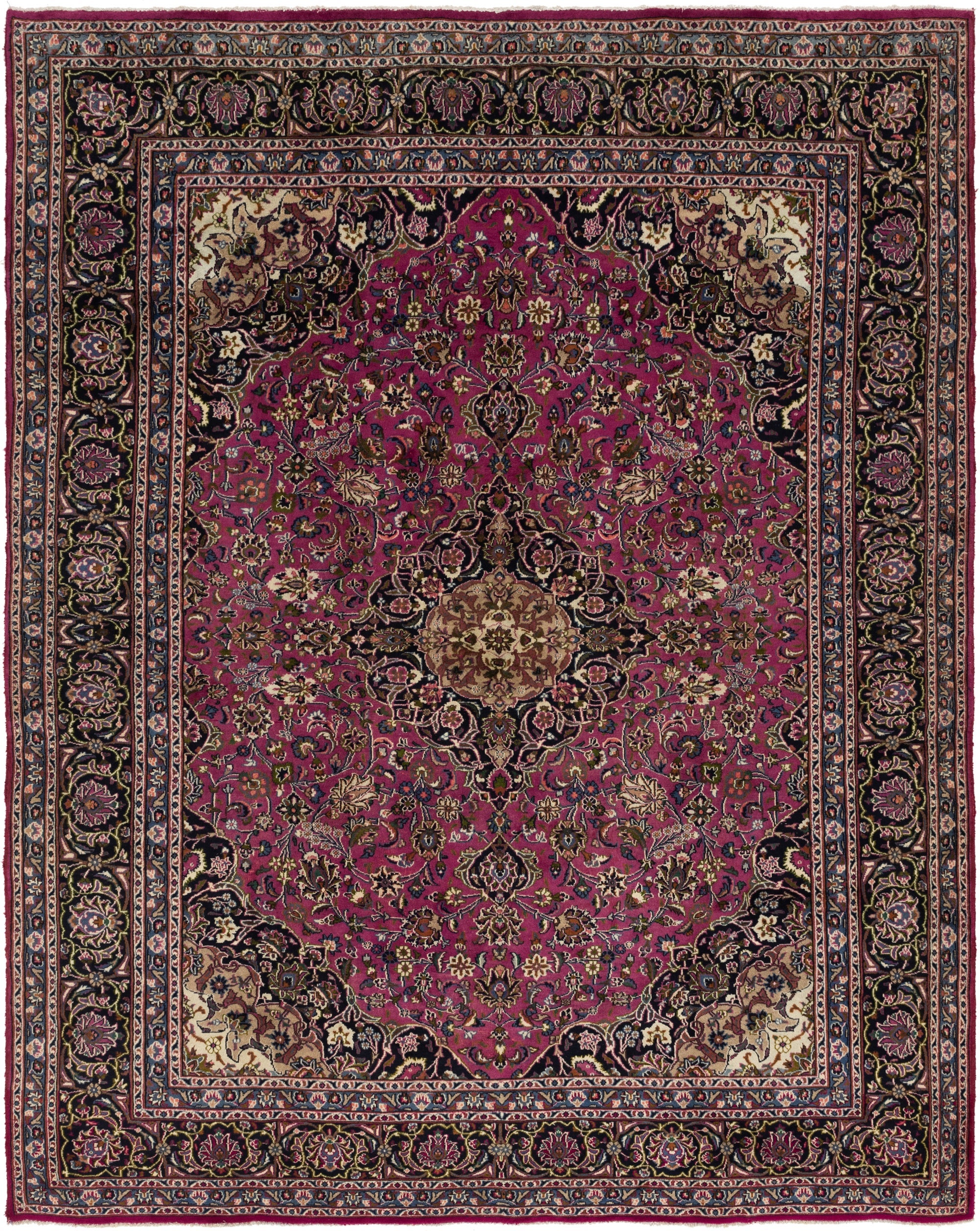 9' 10 x 12' 7 Hand Knotted Mashad Persian Wool Rug