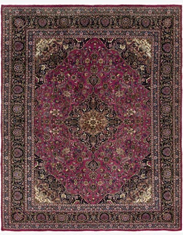 9' 10 x 12' 7 Hand Knotted Mashad Persian Wool Rug