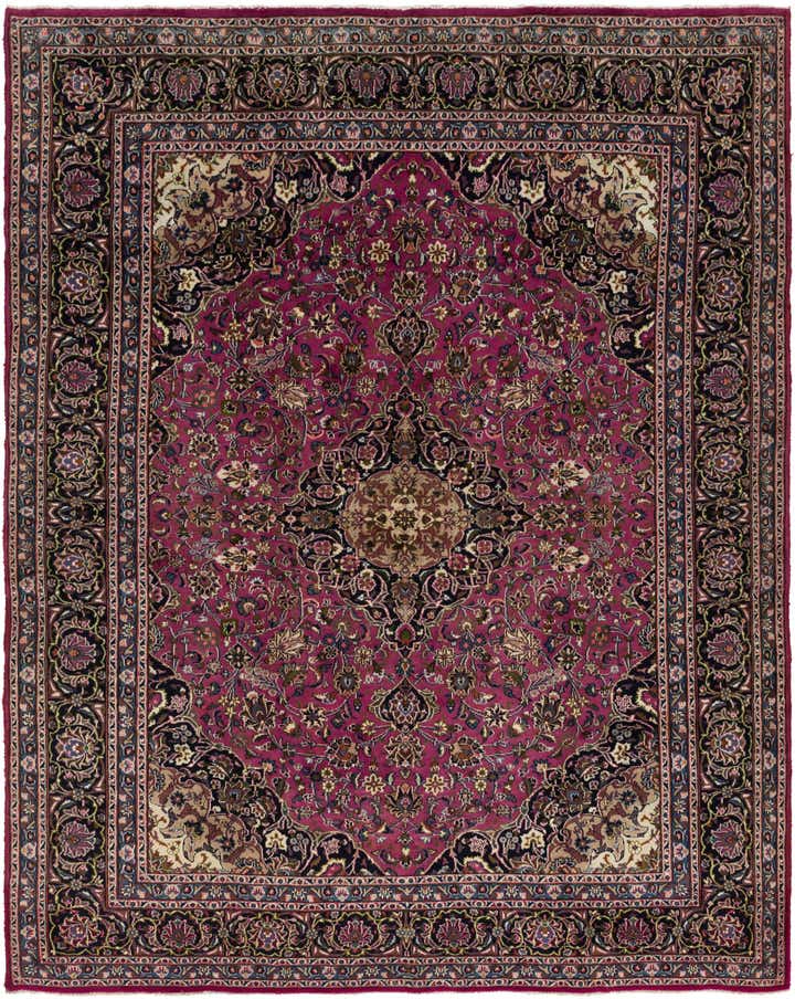 9' 10 x 12' 7 Hand Knotted Mashad Persian Wool Rug