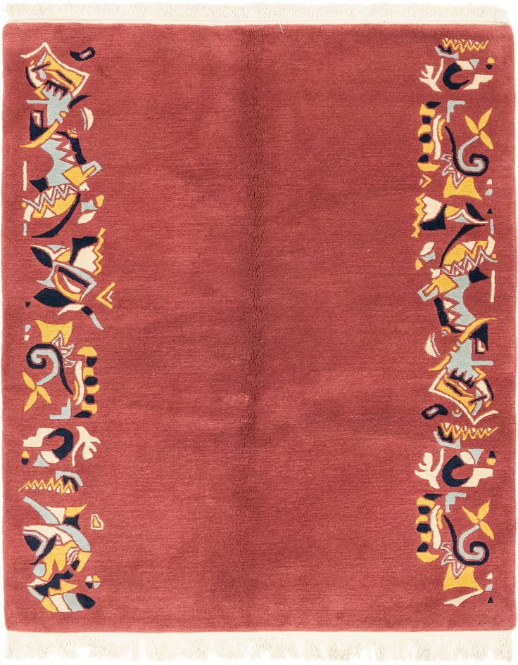Detail image of 4' 8 x 6' 8 Hand Knotted Nepal Wool Rug