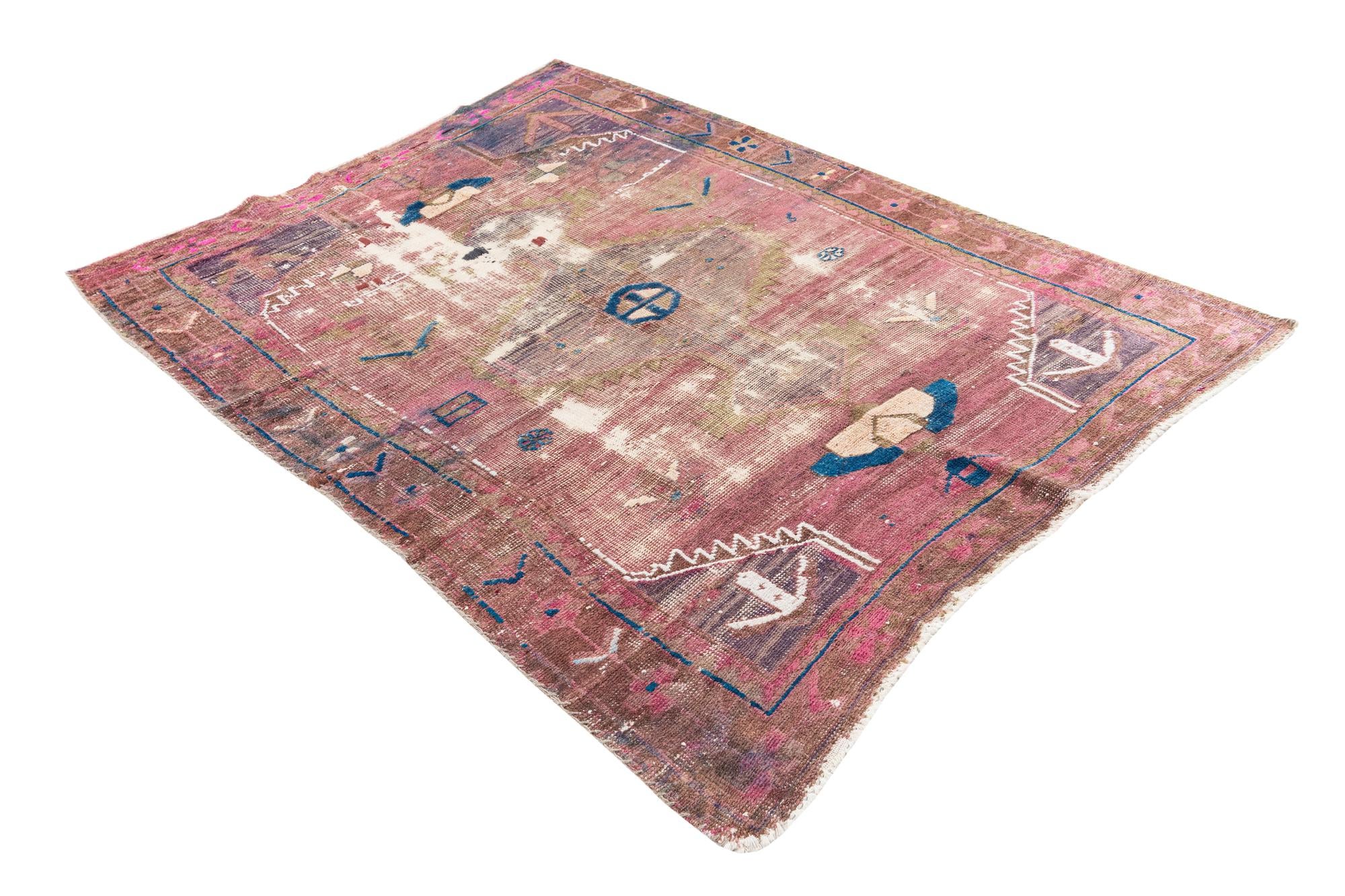 4' 10 x 6' 7 Hand Knotted Ultra Vintage Persian Wool Rug