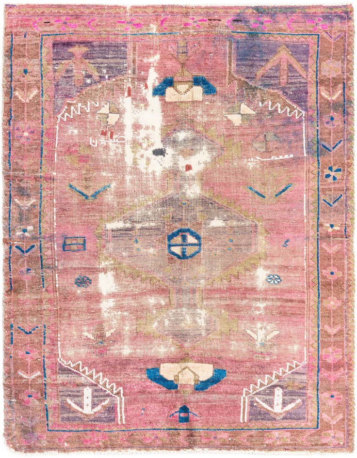 Detail image of 4' 10 x 6' 7 Hand Knotted Ultra Vintage Persian Wool Rug