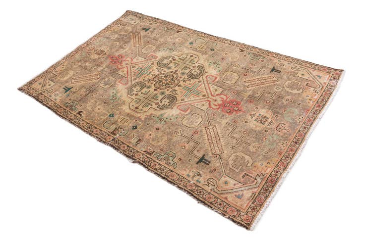 Detail image of 3' 6 x 5' 5 Hand Knotted Ultra Vintage Persian Wool Rug