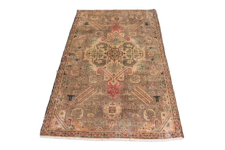 Detail image of 3' 6 x 5' 5 Hand Knotted Ultra Vintage Persian Wool Rug