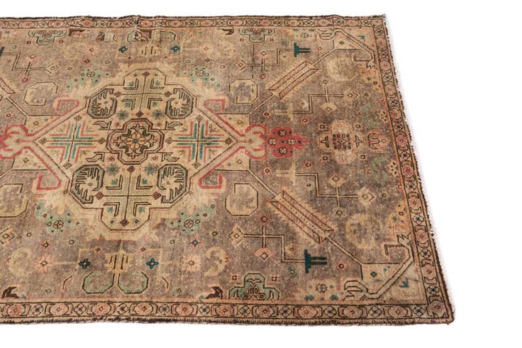 Detail image of 3' 6 x 5' 5 Hand Knotted Ultra Vintage Persian Wool Rug