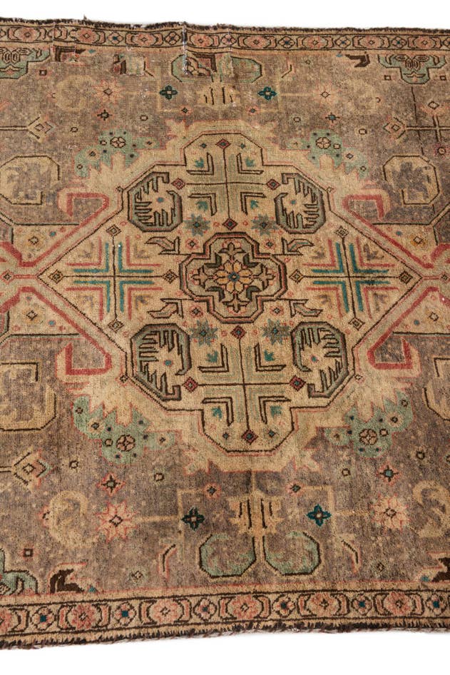 Detail image of 3' 6 x 5' 5 Hand Knotted Ultra Vintage Persian Wool Rug