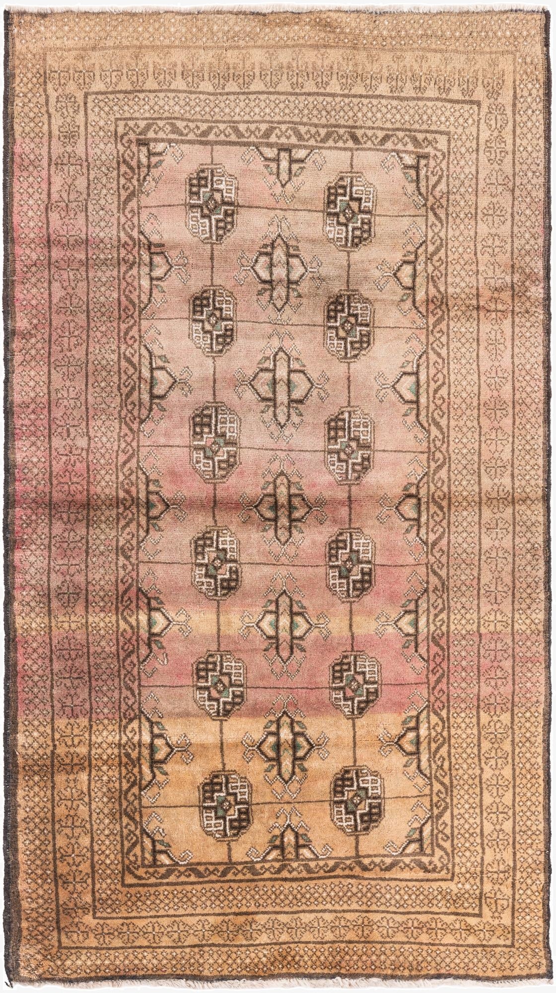 3' 7 x 6' 9  Hand Knotted Ultra Vintage Persian Wool Rug