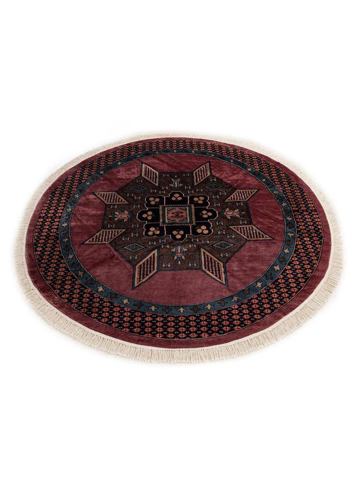 6' x 6' 1 Hand Knotted Bokhara Oriental Wool Round Rug