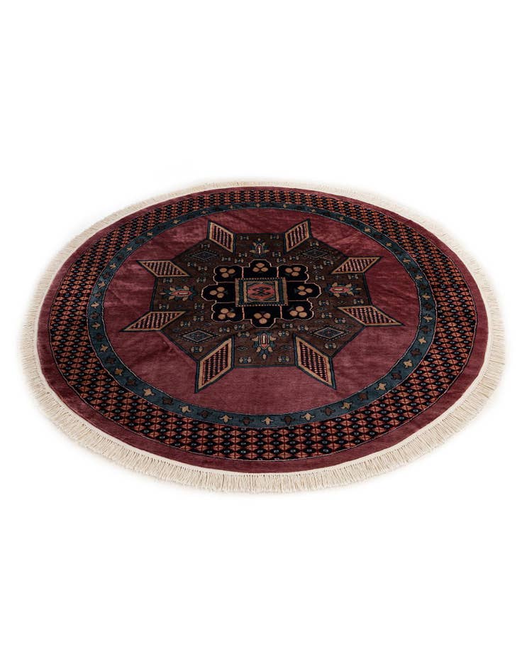 Detail image of 6' x 6' 1 Hand Knotted Bokhara Oriental Wool Round Rug