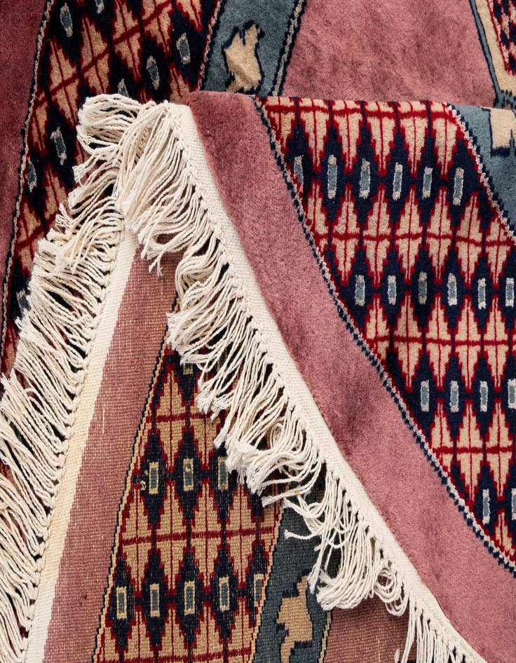 Detail image of 6' x 6' 1  Hand Knotted Bokhara Oriental Wool Round Rug