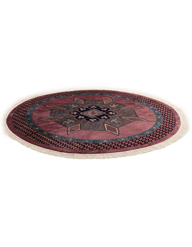 Detail image of 6' x 6' 1 Hand Knotted Bokhara Oriental Wool Round Rug