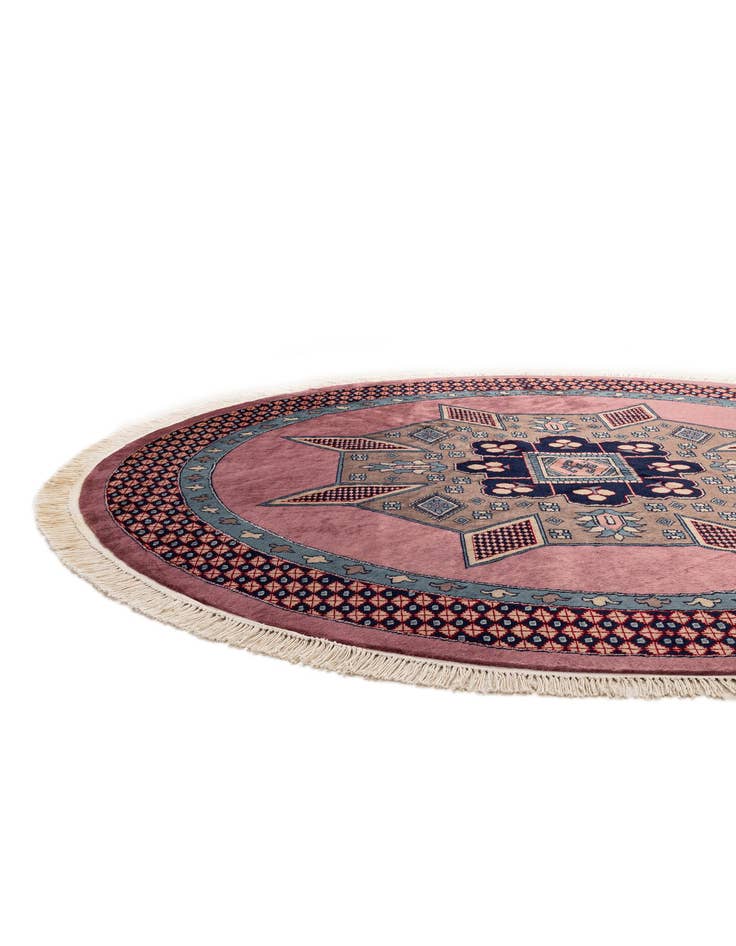 Detail image of 6' x 6' 1 Hand Knotted Bokhara Oriental Wool Round Rug