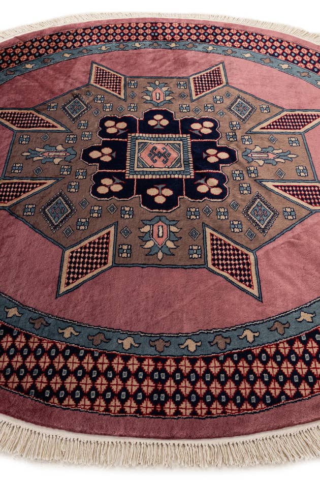 Detail image of 6' x 6' 1 Hand Knotted Bokhara Oriental Wool Round Rug