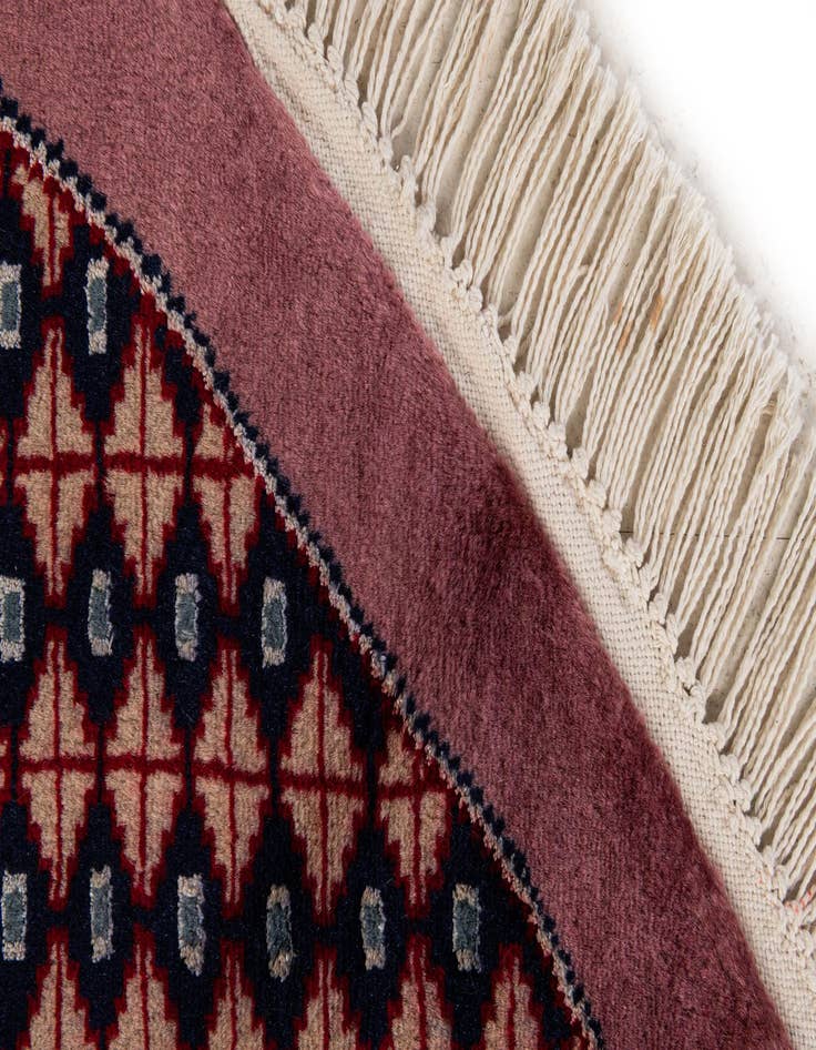 Detail image of 6' x 6' 1  Hand Knotted Bokhara Oriental Wool Round Rug