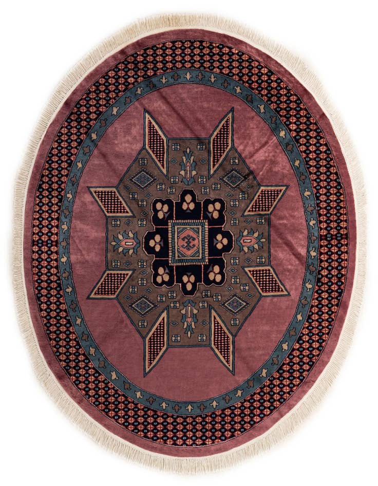 Detail image of 6' x 6' 1 Hand Knotted Bokhara Oriental Wool Round Rug
