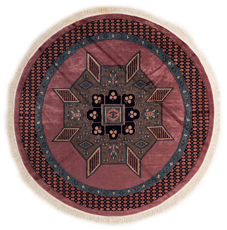 Detail image of 6' x 6' 1 Hand Knotted Bokhara Oriental Wool Round Rug