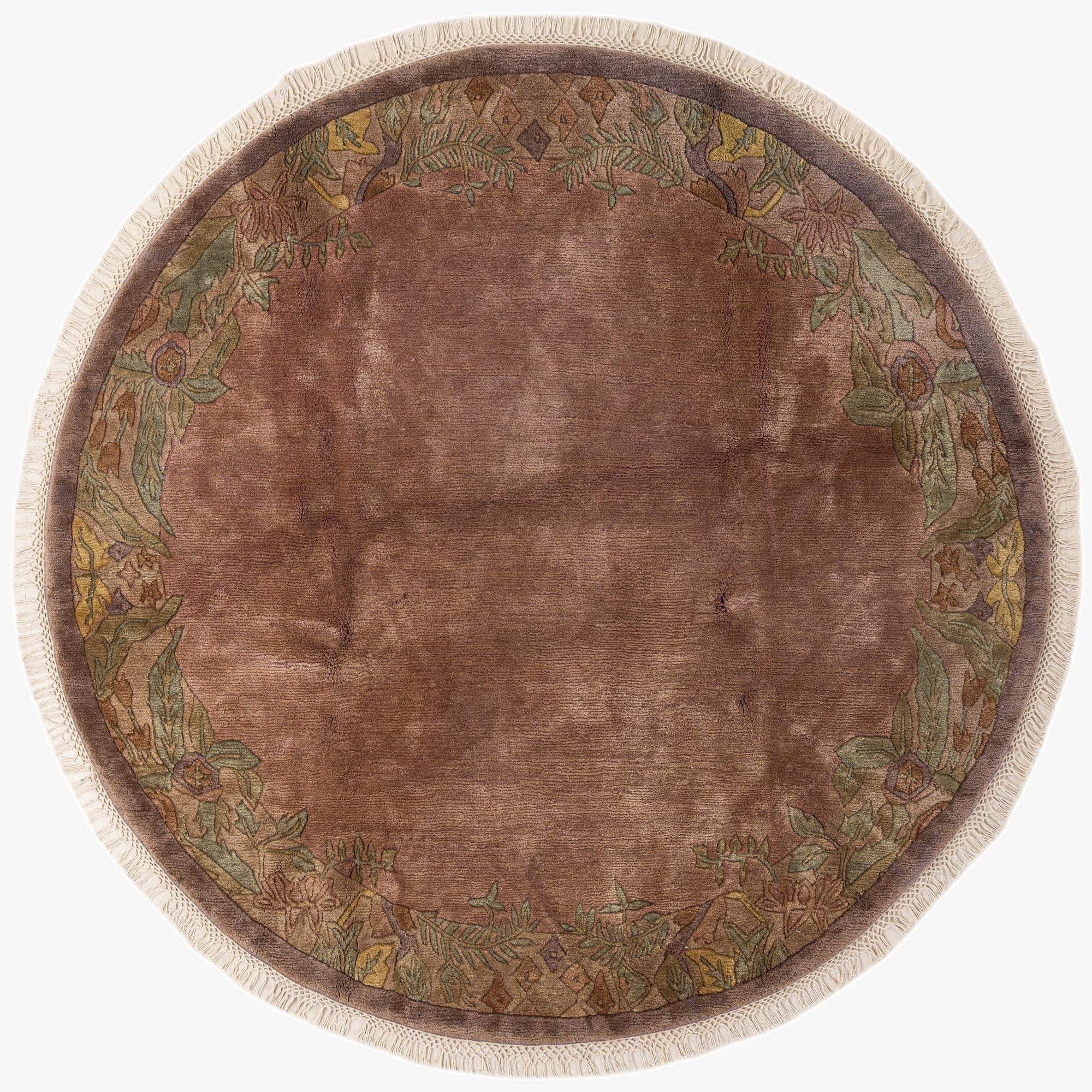 6' 6 x 6' 7  Hand Knotted Nepal Wool Round Rug