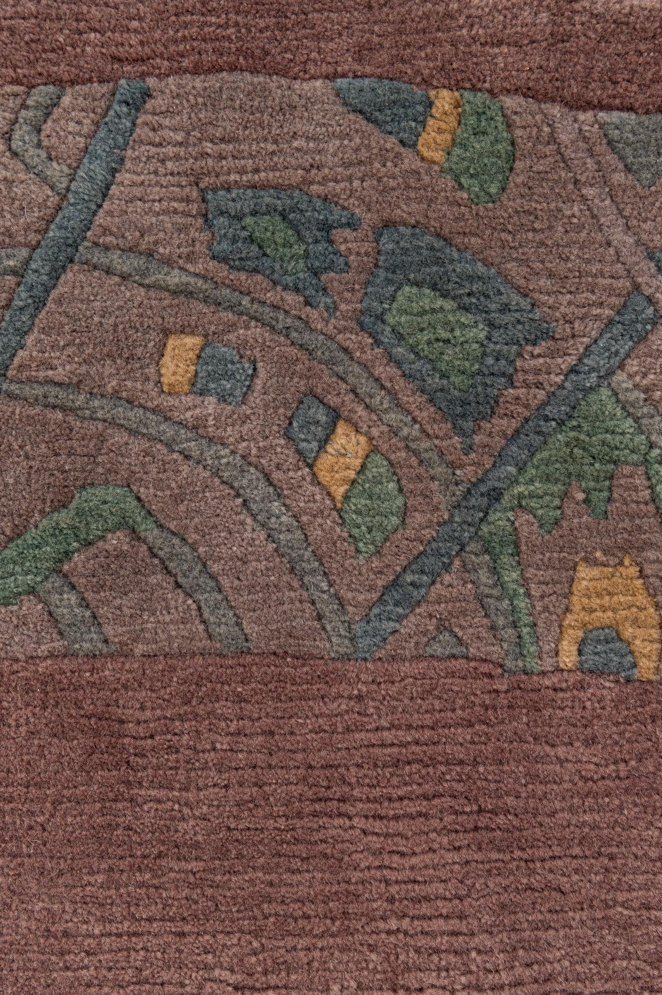225cm x 230cm anudado a mano Tibet Alfombra Lana redondo