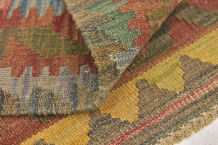3' 2 x 3' 4 Hand Woven Kilim Maymana Wool Square Rug