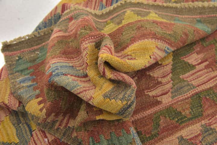 3' 2 x 3' 4 Hand Woven Kilim Maymana Wool Square Rug