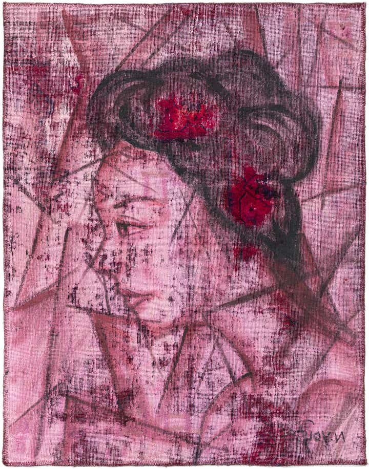 3' 9 x 4' 2 Hand Knotted Ultra Vintage Persian Wool Square Rug