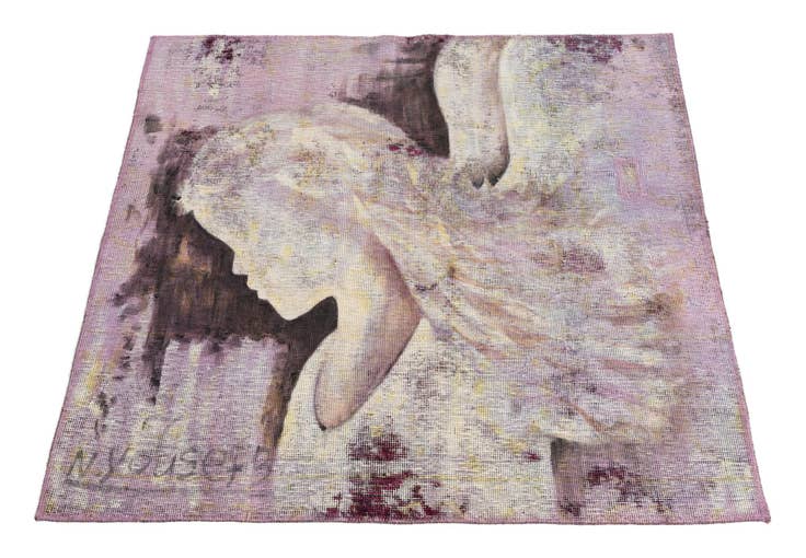 Detail image of 3' 4 x 3' 8 Hand Knotted Ultra Vintage Persian Wool Square Rug