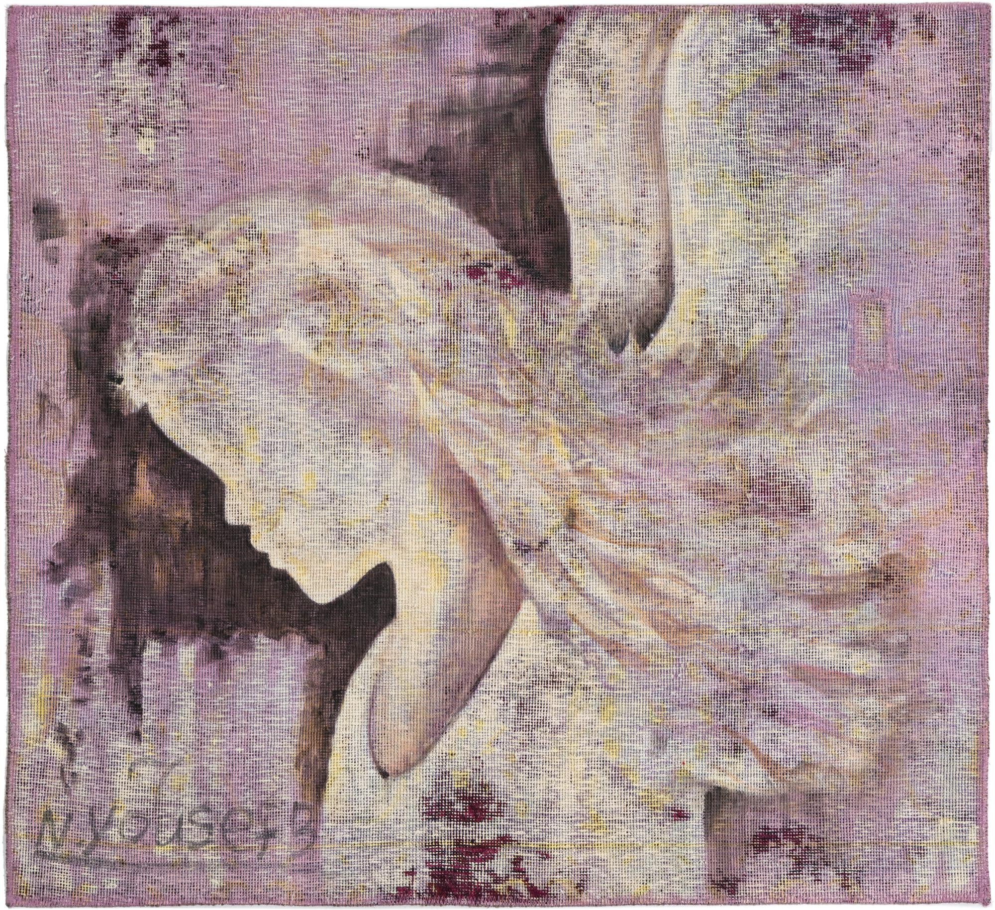 3' 4 x 3' 8  Hand Knotted Ultra Vintage Persian Wool Square Rug