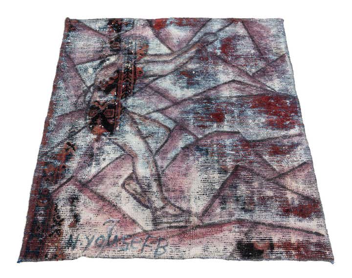 3' 4 x 3' 8 Hand Knotted Ultra Vintage Persian Wool Square Rug