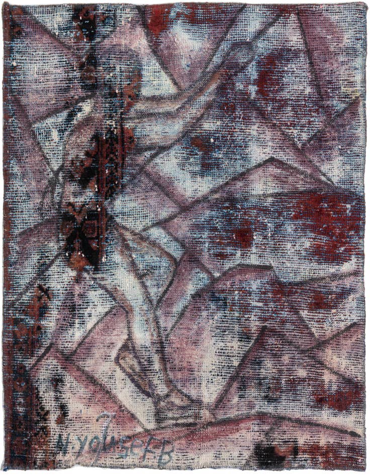 Detail image of 3' 4 x 3' 8 Hand Knotted Ultra Vintage Persian Wool Square Rug