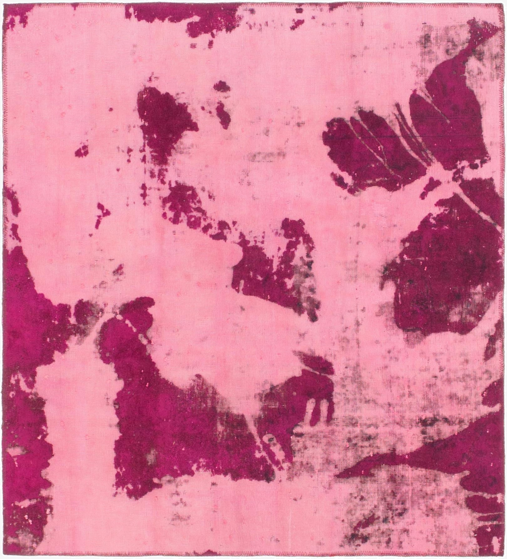 4' 9 x 5' 2  Hand Knotted Ultra Vintage Persian Wool Square Rug