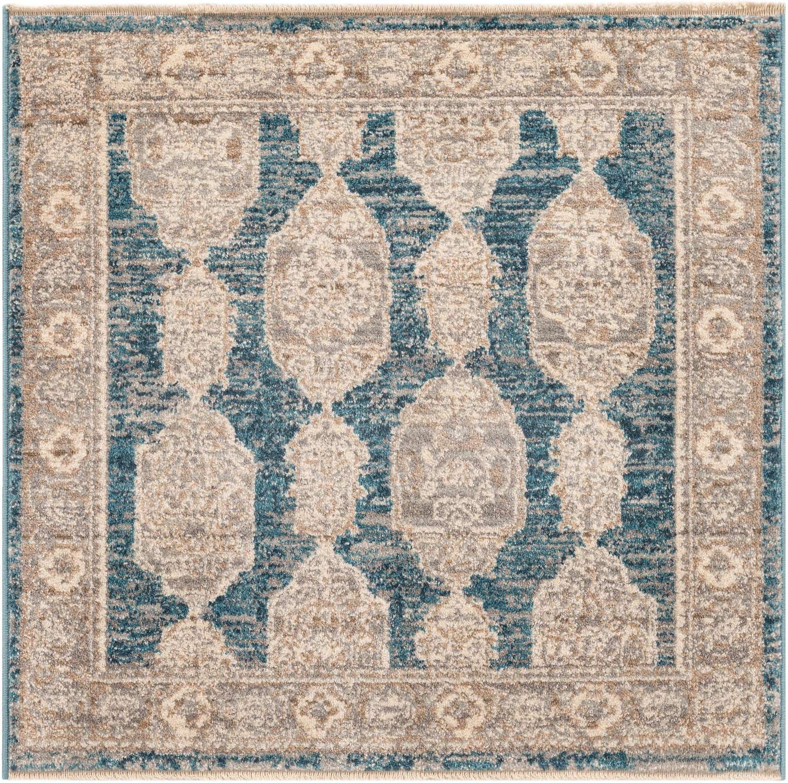 3' 3 x 3' 3 Pullman · Border rug, blue