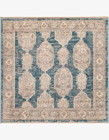3' 3 x 3' 3 Pullman · Border rug, blue