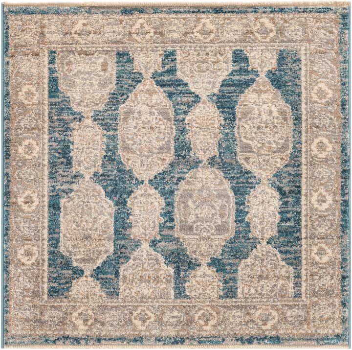 3' 3 x 3' 3 Pullman · Border rug, blue