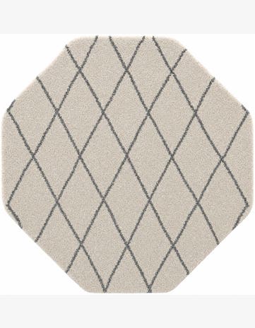 Pure Ivory Moroccan Shag Octagon Rug