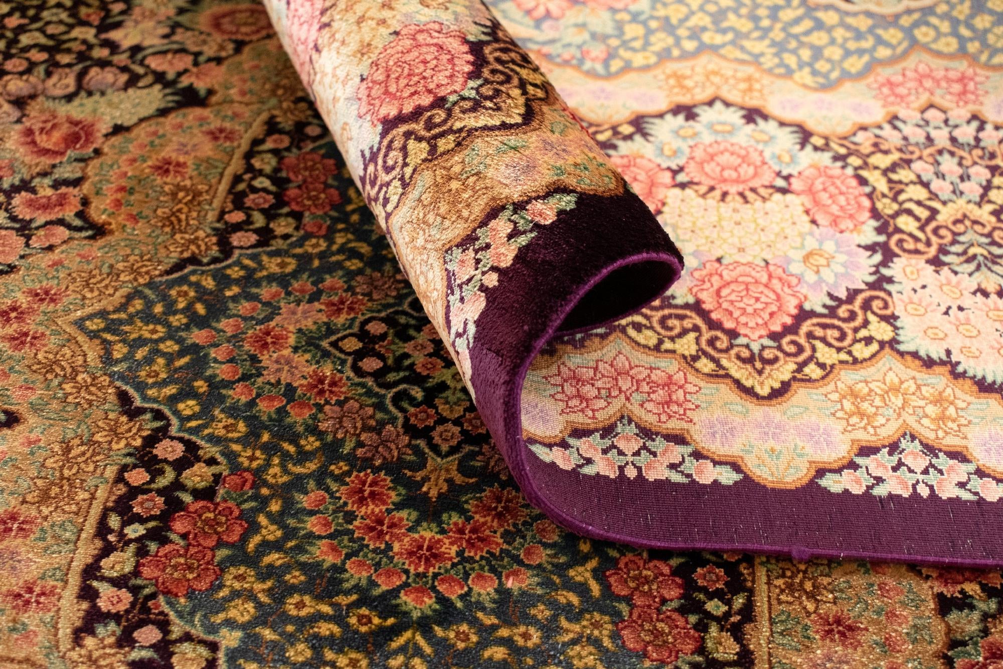 4' 5 x 6' 2 Ghom Silk Rug