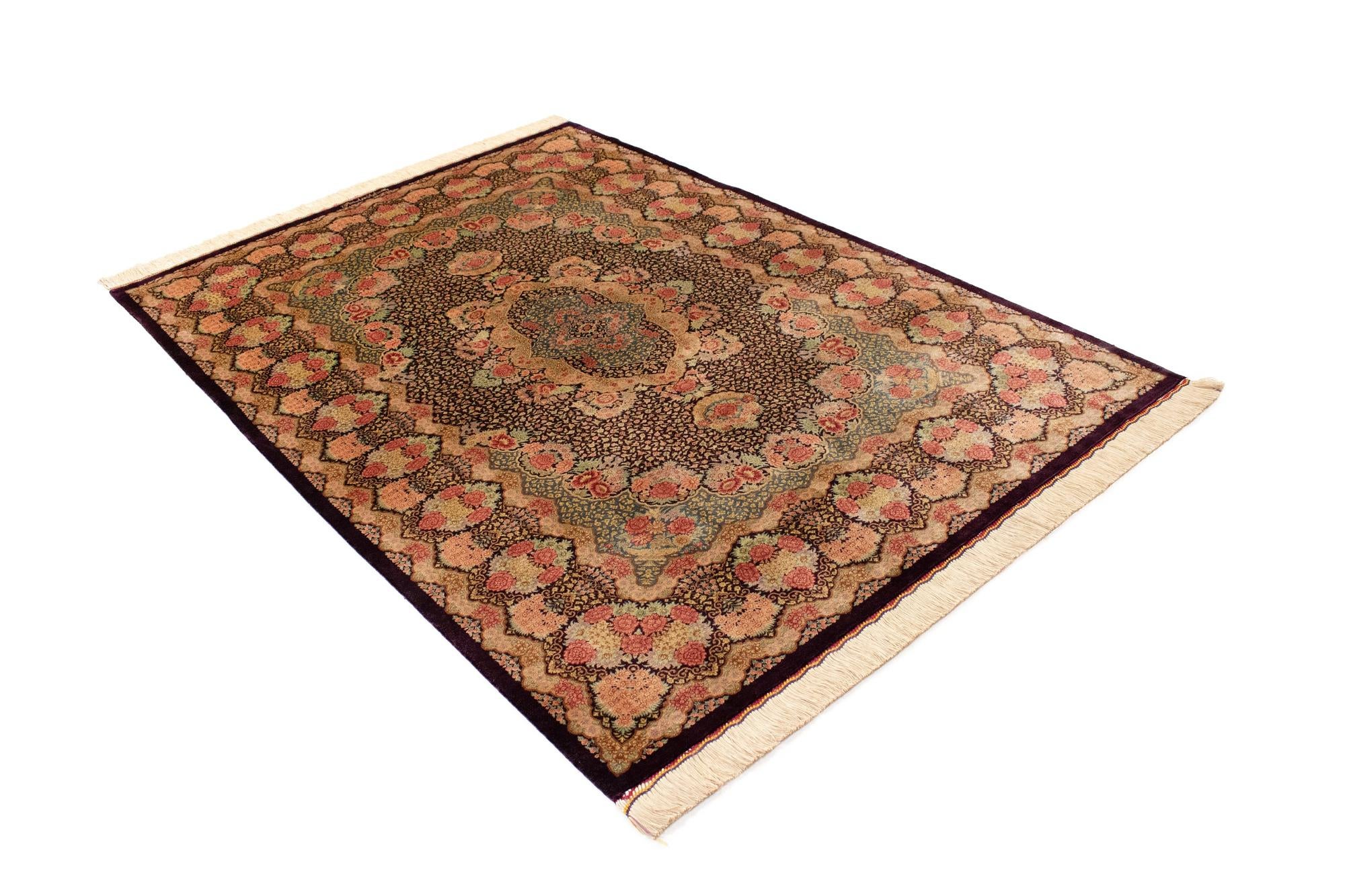 4' 5 x 6' 2 Ghom Silk Rug