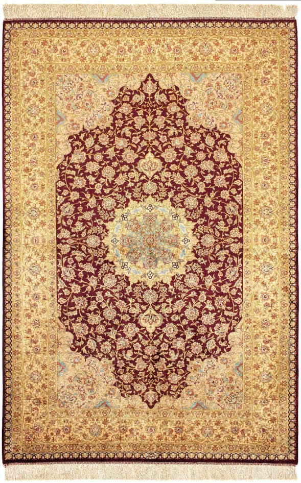 Detail image of 5' 2 x 7' 9 Ghom Silk Rug