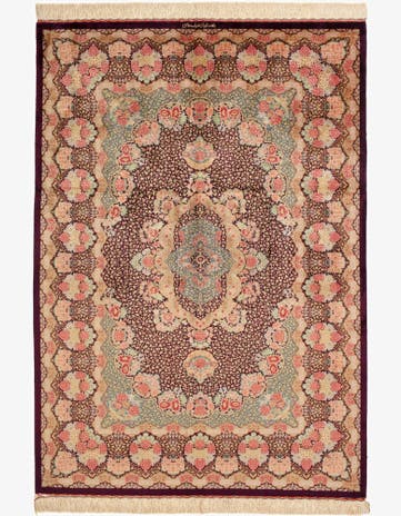 4' 5 x 6' 2 Ghom Silk Rug