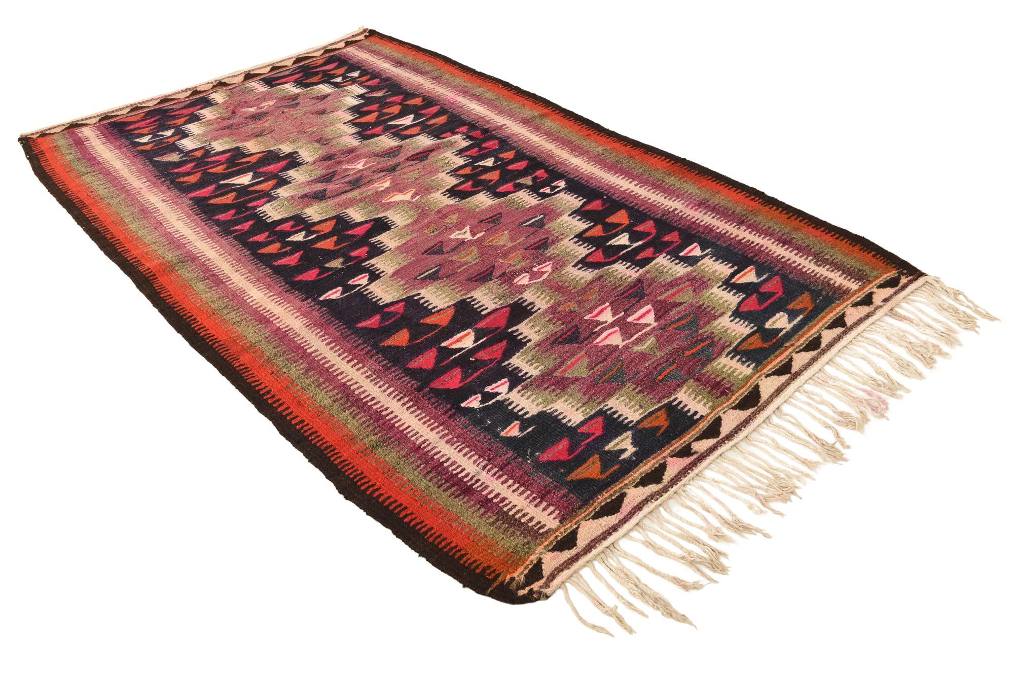 4' 7 x 7' 6 Hand Woven Kilim Fars Wool Rug