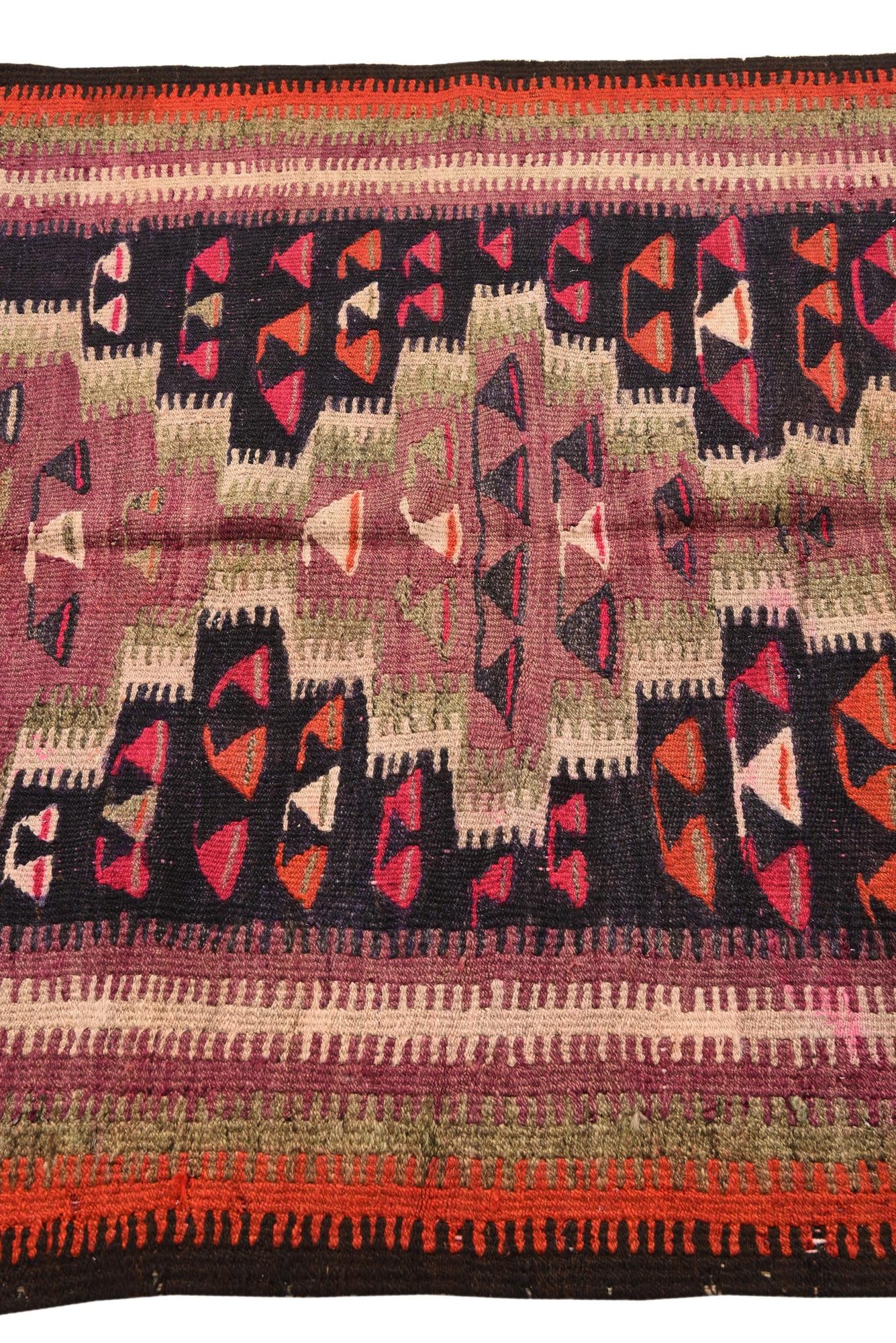 4' 7 x 7' 6 Hand Woven Kilim Fars Wool Rug