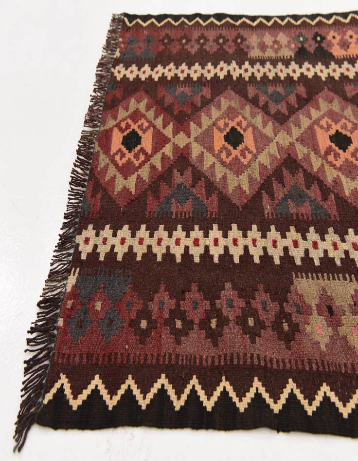 Detail image of 2' 7 x 5' Hand Woven Kilim Maymana Wool Rug