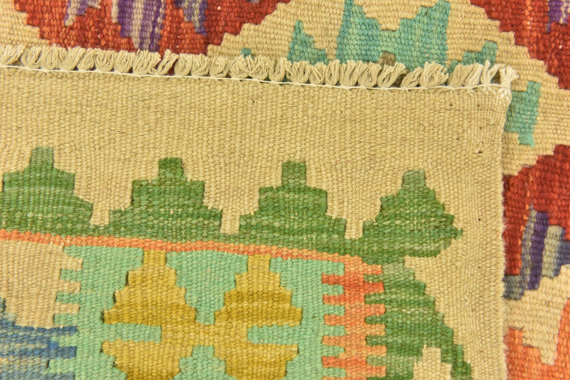 3' 8 x 4' 9 Hand Woven Kilim Maymana Wool Rug