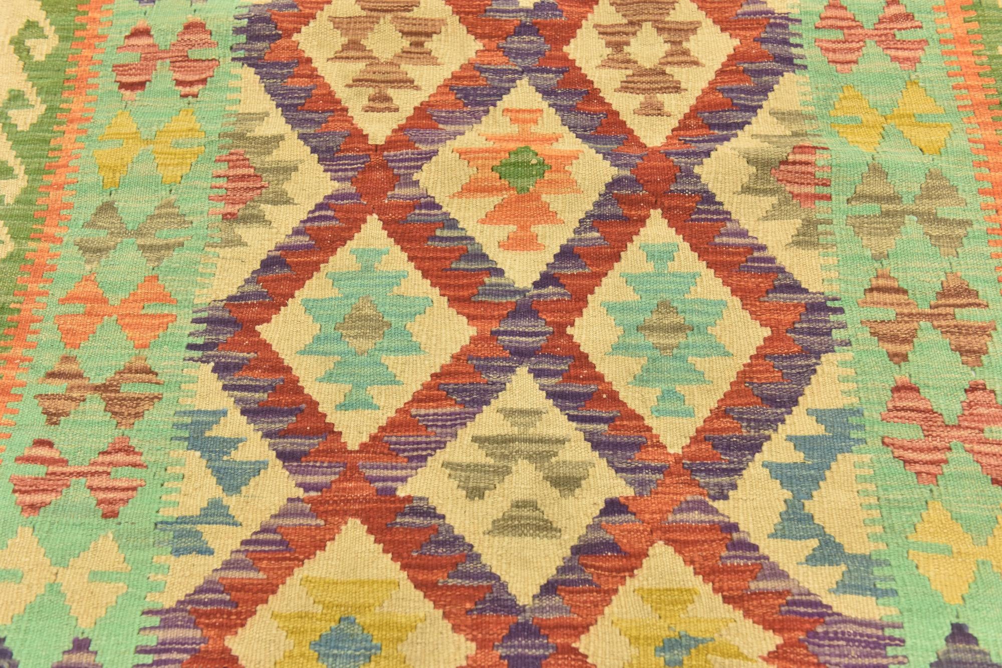 3' 8 x 4' 9 Hand Woven Kilim Maymana Wool Rug