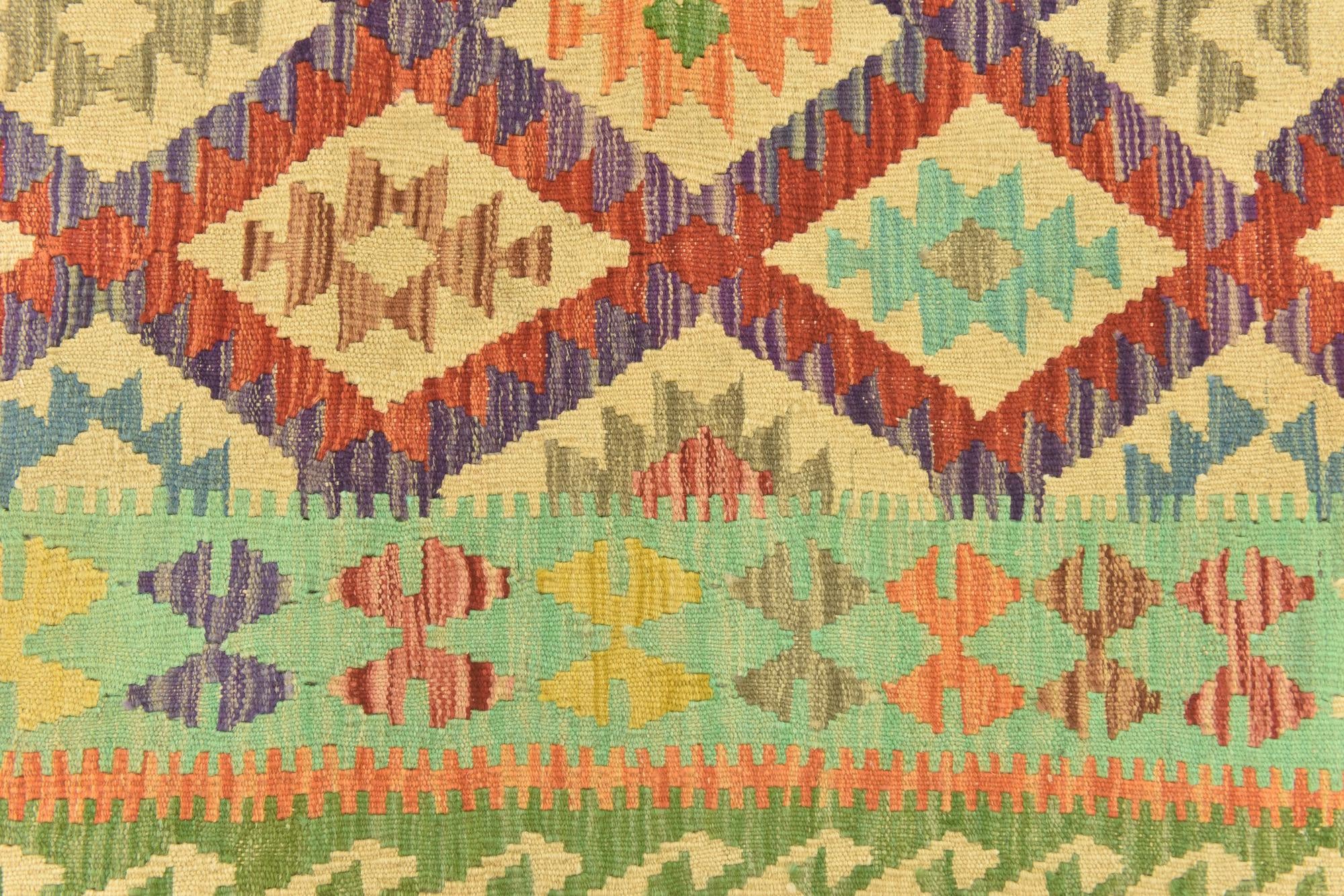 3' 8 x 4' 9 Hand Woven Kilim Maymana Wool Rug