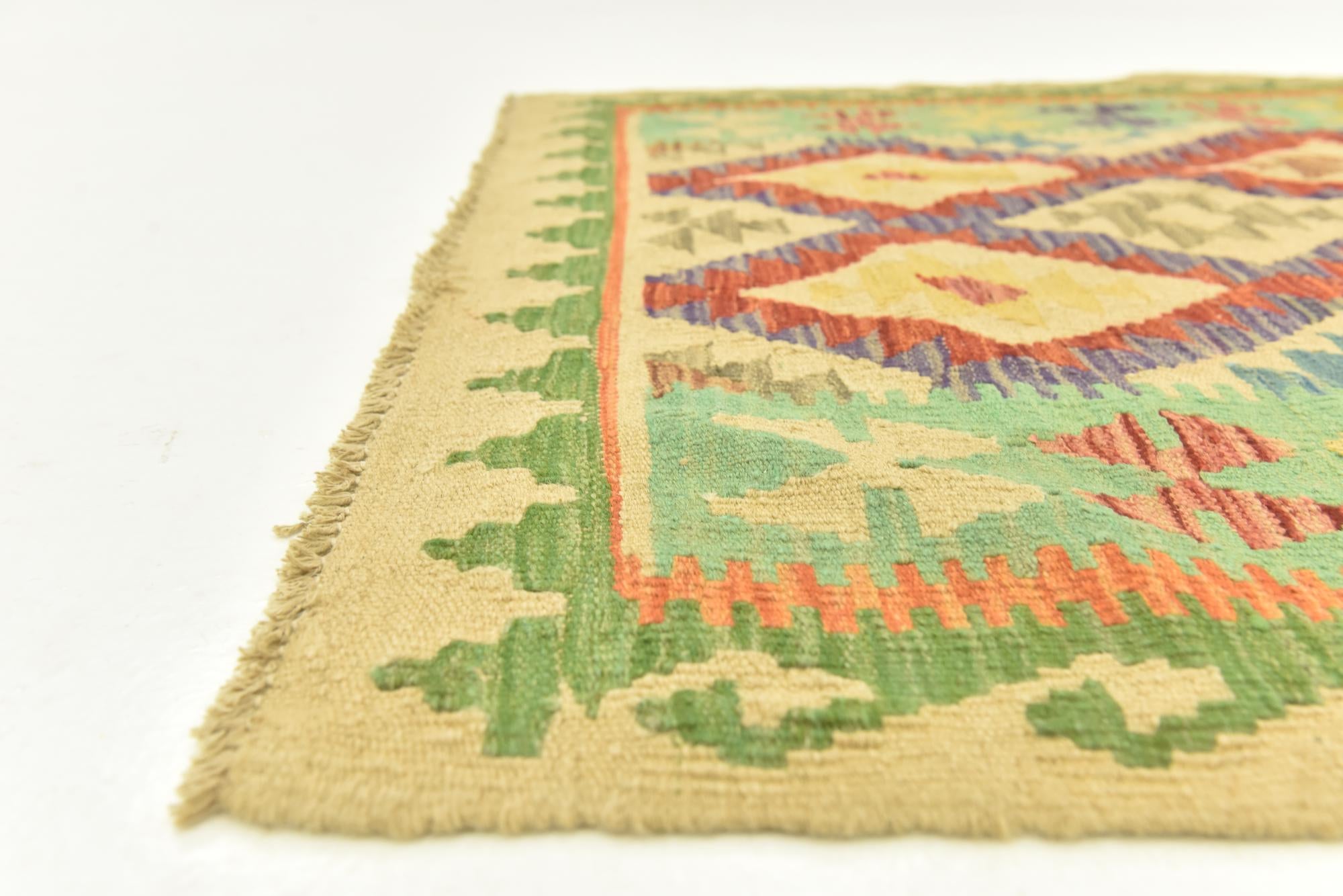 3' 8 x 4' 9 Hand Woven Kilim Maymana Wool Rug