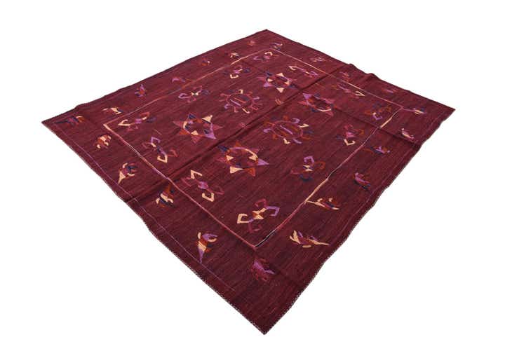 5' 9 x 6' 10 Hand Woven Kilim Suzani Wool Rug