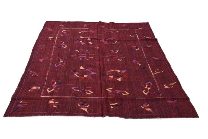 5' 9 x 6' 10 Hand Woven Kilim Suzani Wool Rug